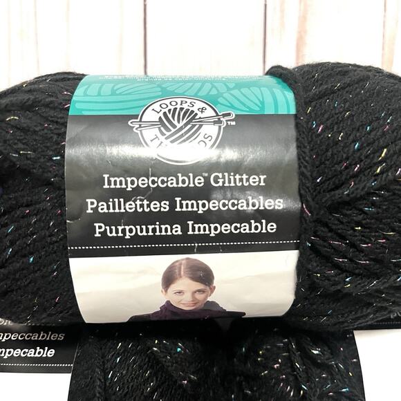 Loops & Threads Impeccable Glitter Yarn Color Mirror Lot of 3 Skeins - Picture 3 of 7